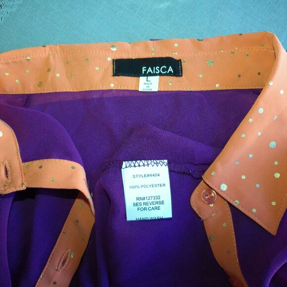 FAISCA, Purple & orange blouse with golden shiny dots design, good for Halloween - Picture 6 of 9